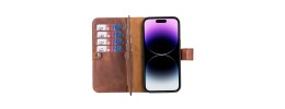 For Apple iPhone 14 6.1" Premium Wallet MultiCard Holder Money Zipper With Magnetic Flap - Brown