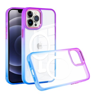 For Apple iPhone 14 6.1" Radiant Two Tone Transparent Thick Hybrid Case Cover - Purple/Blue