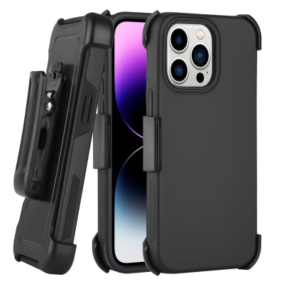 For Apple iPhone 14 6.1" Rank Tough Strong Modern Fused Hybrid Case Cover - Black
