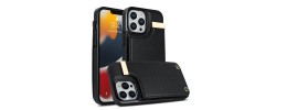 For Apple iPhone 14 6.1" Retro Wallet Card Holder Case Cover - Black