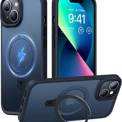 For Apple iPhone 14 6.1" Robust Magnetic Kickstand Hybrid Case Cover - Blue