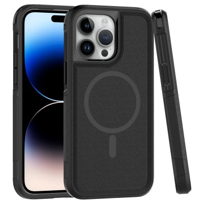 For Apple iPhone 14 6.1" Rocker Kickstand Tough Shockproof Hybrid Case Cover - Black