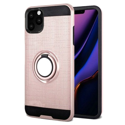 For Apple iPhone 14 6.1" Rockstar Machine Magnet Mount Friendly Kickstand Case Cover - Black/Dark Purple