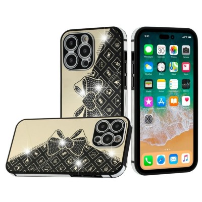 For Apple iPhone 14 6.1" SPLENDID Glitter BOW Design TPU Case Cover - Midnight Green