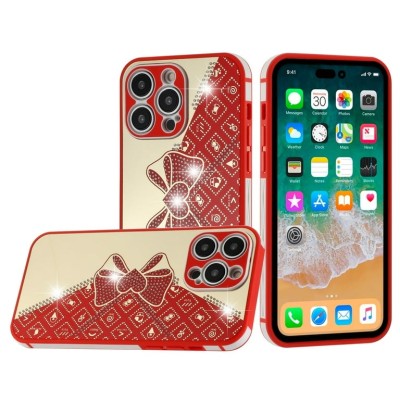 For Apple iPhone 14 6.1" SPLENDID Glitter BOW Design TPU Case Cover - Red