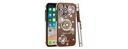 For Apple iPhone 14 6.1" SPLENDID Glitter Butterfly Design TPU Case Cover - Brown