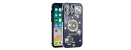For Apple iPhone 14 6.1" SPLENDID Glitter Good Luck Floral Design TPU Case Cover - Blue