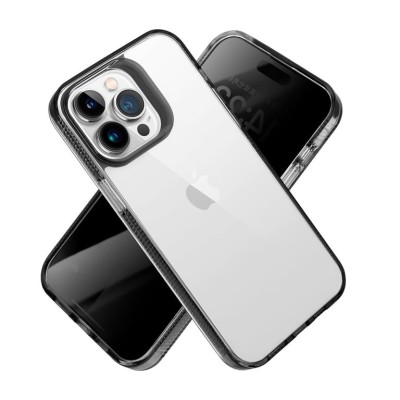 For Apple iPhone 14 6.1" Sturdy Metal Kickstand Premium Transparent 2.0mm Thick PC TPU - Smoke