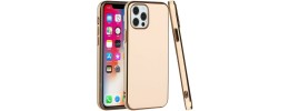 For Apple iPhone 14 6.1" Superior RoseGold Chromed Edge IMD Ring Stand Design Case Cover - D
