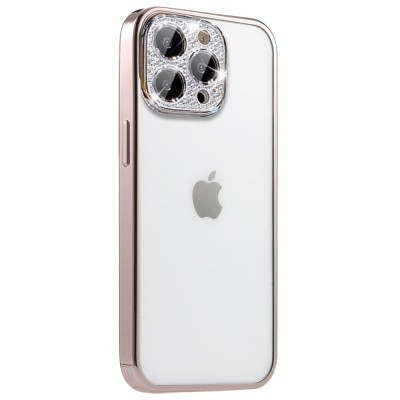 For Apple iPhone 14 6.1" Superior RoseGold Chromed Edge IMD Ring Stand Design Case Cover - E