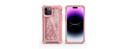 For Apple iPhone 14 6.1" Twinkle Liquid Glitter 3in1 Hybrid Case Cover - Black
