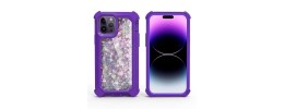 For Apple iPhone 14 6.1" Twinkle Liquid Glitter 3in1 Hybrid Case Cover - Dark Purple