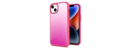For Apple iPhone 14 6.1" Two Tone Transparent Glitter Chrome Shockproof Case Cover - Pink