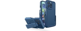 For Apple iPhone 14 6.1" V 3in1 Combo Kickstand Holster Cover Case - Dark Blue