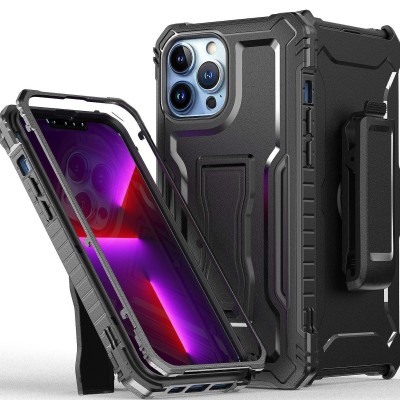 For Apple iPhone 14 6.1" Weave Premium 3in1 Combo Holster Kickstand Case Cover - Black