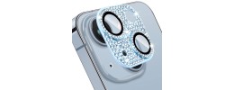 For Apple iPhone 14 6.1"/iPhone 14 Plus 6.7" Diamond Bling Camera Lens Full Tempered Glass - Blue