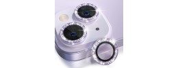 For Apple iPhone 14 6.1"/iPhone 14 Plus 6.7" Diamond Bling Camera Lens Full Tempered Glass - Purple