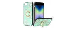For Apple iPhone 14 PRO 6.1" SPLENDID Diamond Glitter Ornaments Engraving Case Cover - Good Luck Floral Teal