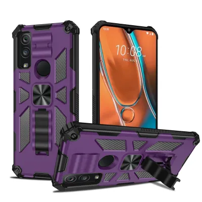 For Apple iPhone 14 PRO 6.1" Rockstar Machine Magnet Mount Friendly Kickstand Case Cover - Black/Dark Purple