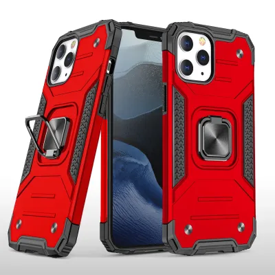 For Apple iPhone 14 PRO 6.1" Ring Magnetic Kickstand Hybrid Case Cover - Red