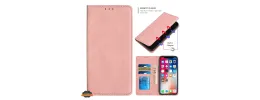 For Apple iPhone 14 PRO MAX 6.7" Wallet Premium PU Vegan Leather ID Card Money Holder with Magnetic Closure - Rose Gold