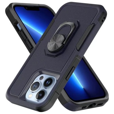 For Apple iPhone 14 PRO 6.1" Commando Holster Kickstand Hybrid Tough Case Cover - Navy Blue/Black