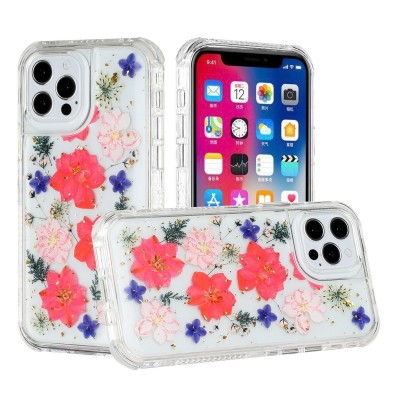 For Apple iPhone 14 PRO 6.1" Beautiful 3in1 Floral Epoxy Design Hybrid Case Cover - C