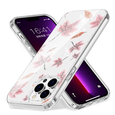 For Apple iPhone 14 PRO 6.1" Beautiful Laser Clear Glitter Design Hybrid Case Cover - A