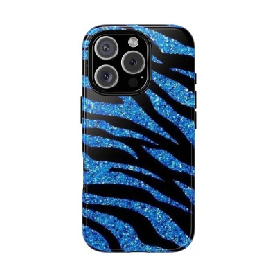 For Apple iPhone 14 PRO 6.1" Bling Animal Design Glitter Hybrid Case Case - Black Zebra