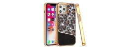 For Apple iPhone 14 PRO 6.1" Bling Animal Design Glitter Hybrid Case Case - Gun Rose Zebra