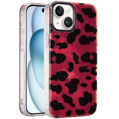 For Apple iPhone 14 PRO 6.1" Bling Animal Design Glitter Hybrid Case Case - Black Leopard