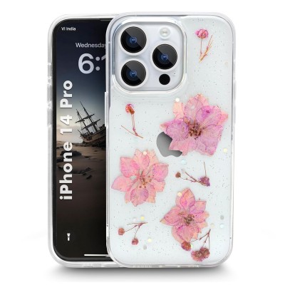 For Apple iPhone 14 PRO 6.1" Bliss Floral Solid Design Hybrid Cover Case - Floral I