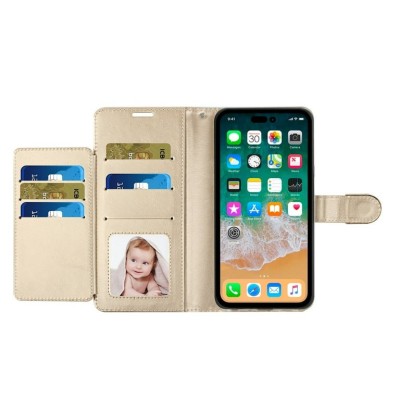 For Apple iPhone 14 PRO 6.1" Bow Glitter Ornament Shimmer Wallet Case with Lanyard - Baby Blue