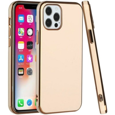 For Apple iPhone 14 PRO 6.1" Bronze Gold Layer Design Hybrid Cover Case - Pink Floral