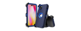 For Apple iPhone 14 PRO 6.1" CARD Holster with Kickstand Clip Hybrid Case Cover - Dark Blue