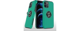 For Apple iPhone 14 PRO 6.1" CHIEF Oil Painted Magnetic Ring Stand Hybrid Case Cover - Dark Green