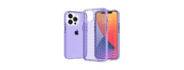 For Apple iPhone 14 PRO 6.1" CROSS Design Ultra Thick 3.0mm Transparent ShockProof Hybrid Case Cover - Purple