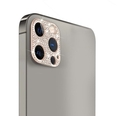 For Apple iPhone 14 PRO 6.1" Camera Lens Zinc Alloy With Diamond - Rose Gold