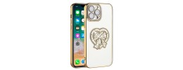 For Apple iPhone 14 PRO 6.1" Chromed Logo Bling Glitter Ornaments Transparent Hybrid Case Cover - BowKnot Black