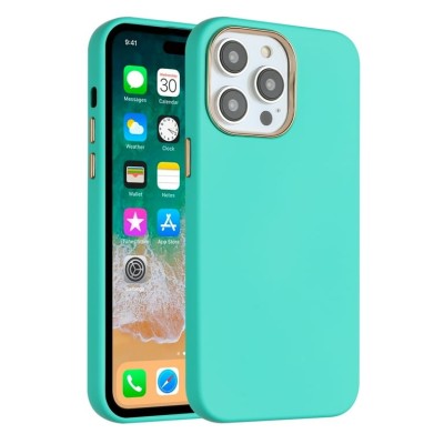 For Apple iPhone 14 PRO 6.1" Classy Slick Chromed Around Hybrid Case Cover - Teal