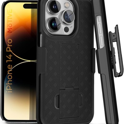 For Apple iPhone 14 PRO 6.1" Commando Holster Kickstand Hybrid Tough Case Cover - Black/Black