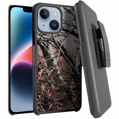 For Apple iPhone 14 PRO 6.1" Commando Holster Kickstand Hybrid Tough Case Cover - Camo Grass