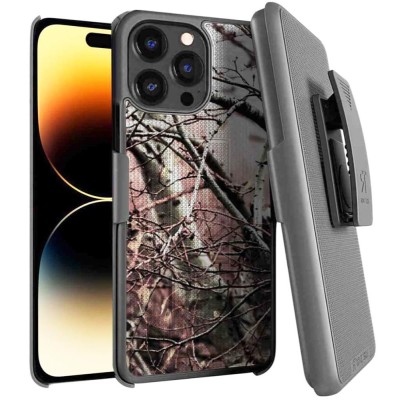 For Apple iPhone 14 PRO 6.1" Commando Holster Kickstand Hybrid Tough Case Cover - Camo Tree