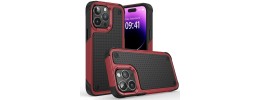 For Apple iPhone 14 PRO 6.1" DOT Thick Beautiful Hybrid Case Cover - Black/Red