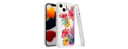For Apple iPhone 14 PRO 6.1" Design Water Quicksand Glitter Case Cover - Multi-Color Floral