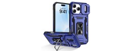 For Apple iPhone 14 PRO 6.1" Easy Viewing Kickstand Camera Protection Hybrid Case Cover - Blue