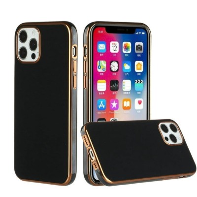 For Apple iPhone 14 PRO 6.1" Electroplated Fashion Solid Color TPU Case Cover - Black