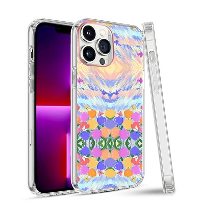 For Apple iPhone 14 PRO 6.1" Floral IMD Chrome Design Shockproof Hybrid Case Cover - Foral C