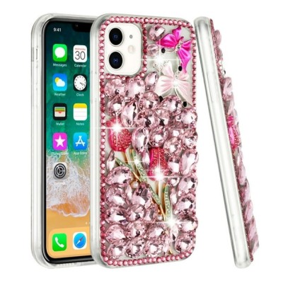 For Apple iPhone 14 PRO 6.1" Full Diamond with Ornaments Case Cover - Crystal Exquisite Garden