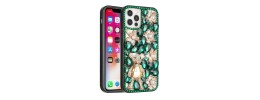 For Apple iPhone 14 PRO 6.1" Full Diamond with Ornaments Case Cover - Green Panda Floral